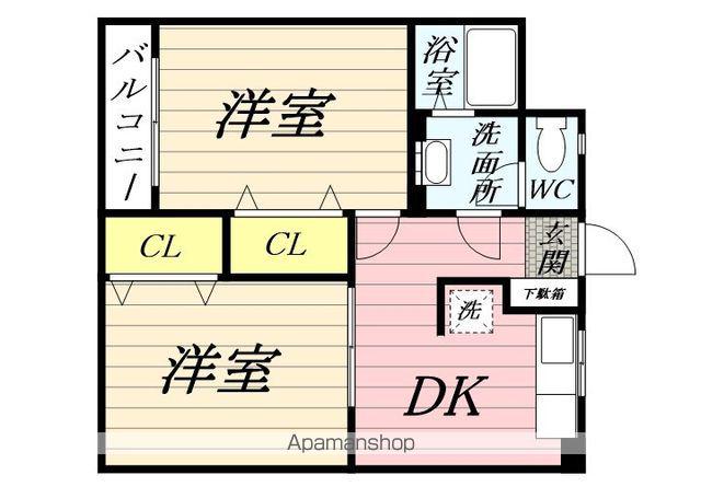 ハイウッド美野島(2DK/2階)の間取り写真
