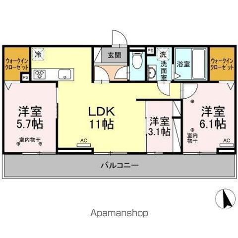 二子山パークヴィラ(3LDK/2階)の間取り写真