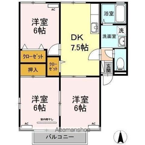 サンヴェール A棟(3DK/2階)の間取り写真