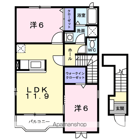 ラフレシールB(2LDK/2階)の間取り写真