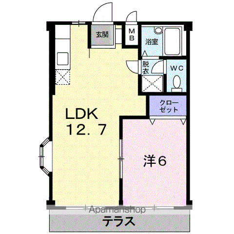 エルディム木太Ⅱ(1LDK/1階)の間取り写真