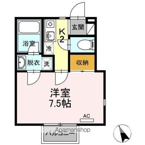 HOUSEしゅんざん(1K/2階)の間取り写真