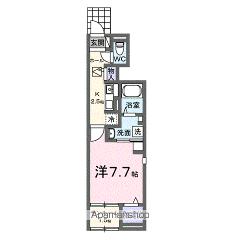 グラースⅡ(1K/1階)の間取り写真