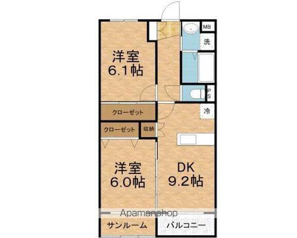 MAPLE COURT(2DK/1階)の間取り写真