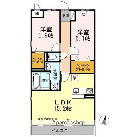 ウィステリアⅡ(2LDK/1階)の間取り写真
