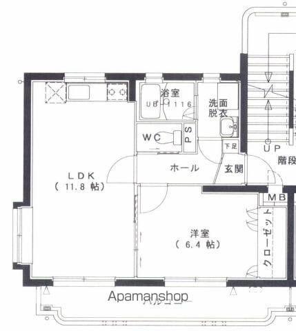 日髙ハイツⅡ(1LDK/2階)の間取り写真