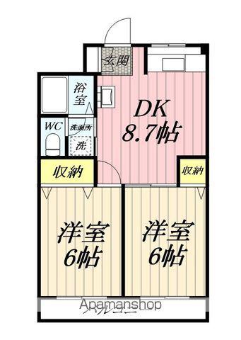 エスポワール金子(2DK/2階)の間取り写真