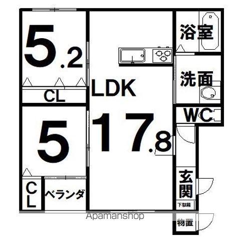 BRENTWOOD(2LDK/1階)の間取り写真