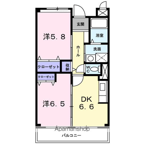 グリシーナA(2DK/3階)の間取り写真