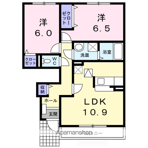 フランM.YⅠ(2LDK/1階)の間取り写真