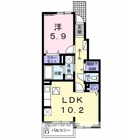 フォンターナ・ピューレ(1LDK/1階)の間取り写真