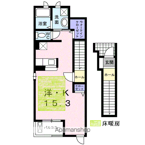 プレセティア(ワンルーム/2階)の間取り写真