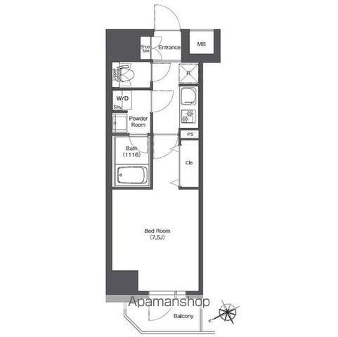 BPRレジデンス門前仲町(1K/11階)の間取り写真