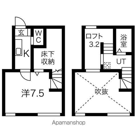 ルナプレナ(1K/1階)の間取り写真