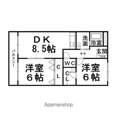 プロローグビル(2DK/4階)の間取り写真