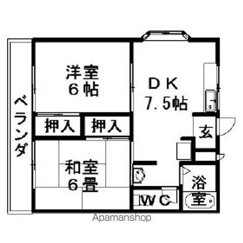 パインヒルズきそ川(2DK/1階)の間取り写真