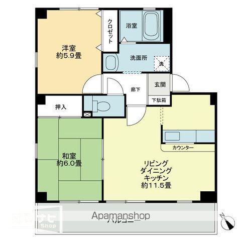 フォブールときわ(2LDK/2階)の間取り写真