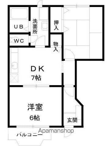 アルカサールみのり(2DK/1階)の間取り写真
