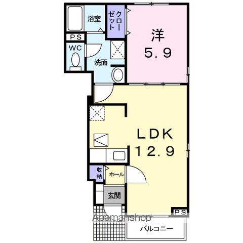 エラルバ(1LDK/1階)の間取り写真