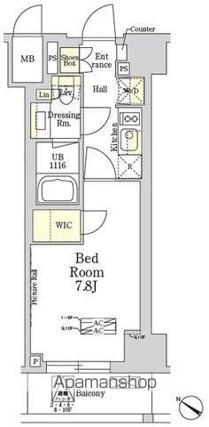 THE CLASS MINAMIAZABU(1K/4階)の間取り写真