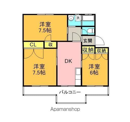 メナーハイツ藍(3DK/3階)の間取り写真