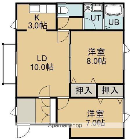 サンライズ山の手(2LDK/2階)の間取り写真