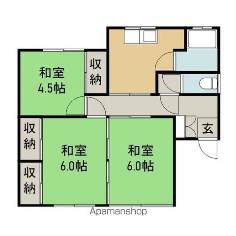 岩手県盛岡市 1階建 築53年(3K)の間取り写真