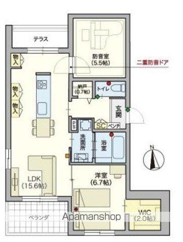 ヘーベルVILLAGE 砧3丁目(2LDK/1階)の間取り写真