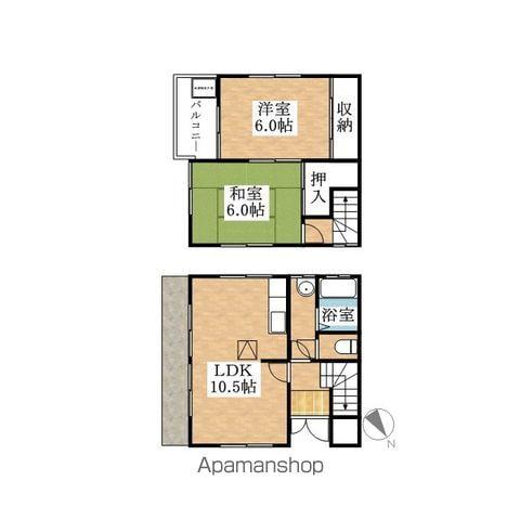 メゾネット川岸(2LDK)の間取り写真