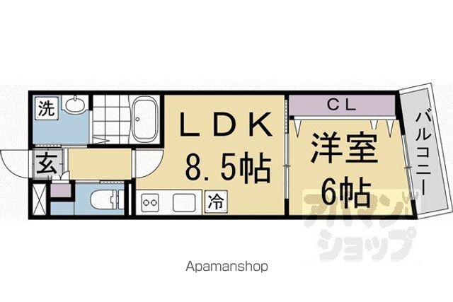 伏見区深草紺屋町計画(1LDK/1階)の間取り写真