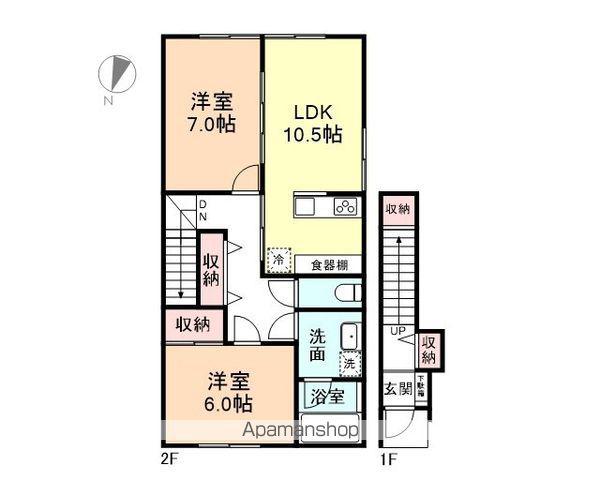 グッドシャトーⅥ(2LDK/2階)の間取り写真