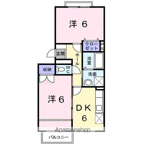 サニーヒルズA(2DK/2階)の間取り写真