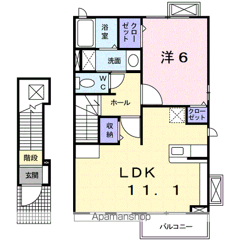 インフィニ-ト(1LDK/2階)の間取り写真