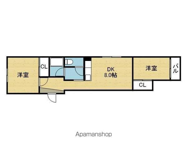 寺田町ハイツ(2DK/2階)の間取り写真