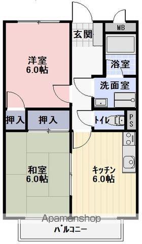 ハイランドⅠ(2DK/1階)の間取り写真