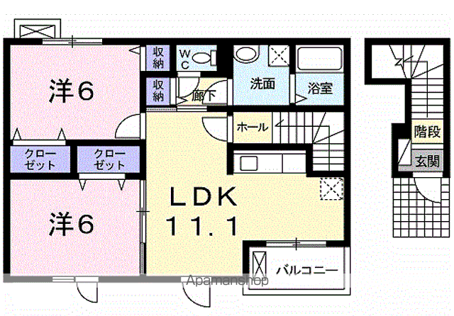 HOLYGLITTERT.J(2LDK/2階)の間取り写真
