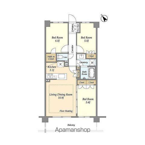 センチュリー尾山台グレイス(3LDK/5階)の間取り写真