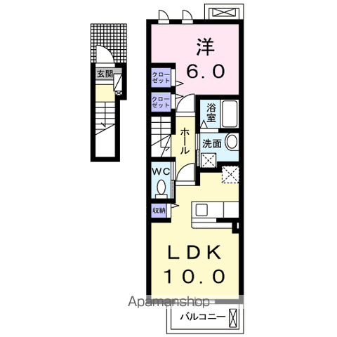 カーサ・フェリーチェTK1(1LDK/2階)の間取り写真