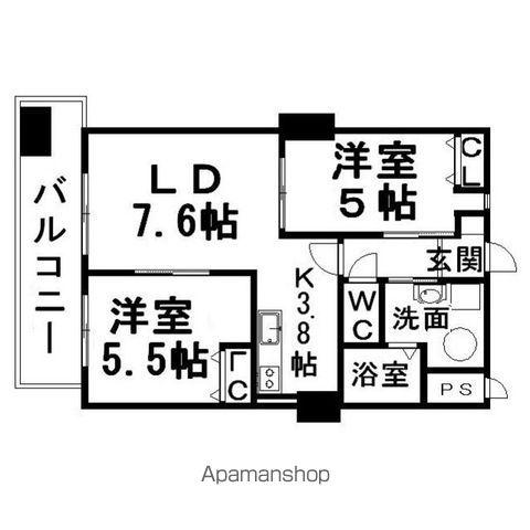 エターナルアイランドパレス(2LDK/5階)の間取り写真