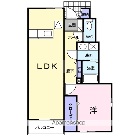 ヒューゲルヴィラ(1LDK/1階)の間取り写真