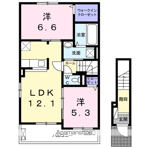 エーデル ユタカB(2LDK/2階)の間取り写真