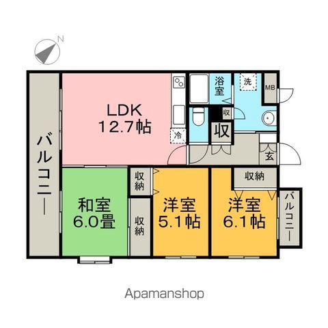 エルシャトー南福岡(3LDK/6階)の間取り写真