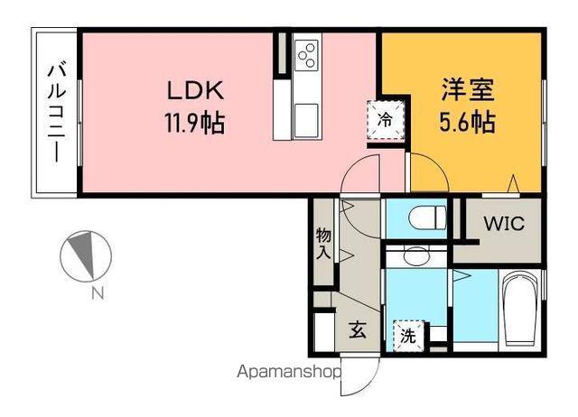 ペリゴール・ブラン(1LDK/2階)の間取り写真