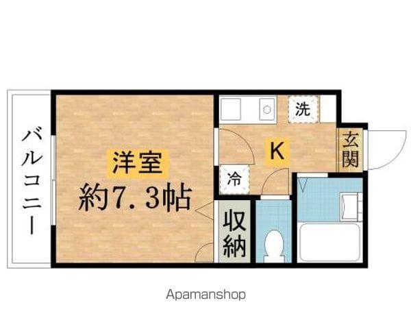 グランシェルF(1K/3階)の間取り写真