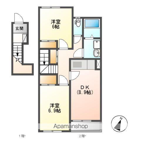 CASA 1(2DK/2階)の間取り写真