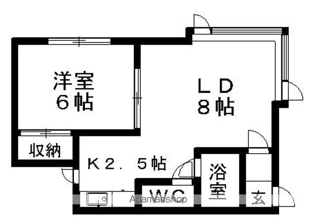 ウエストヒルズ(1LDK/2階)の間取り写真