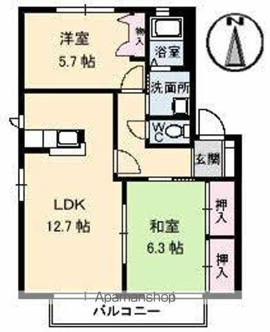 グランカーサ(2LDK/1階)の間取り写真