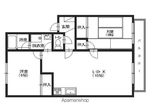 フレグランス彩(2LDK/2階)の間取り写真