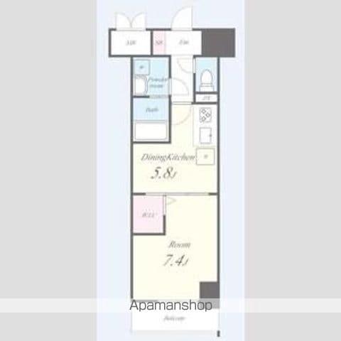 グランパークタワー(1DK/4階)の間取り写真