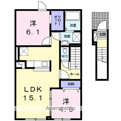 室蘭本線 苫小牧駅 バス乗車時間：24分 はんの木公園バス停で下車 徒歩9分 2階建 築12年(2LDK/2階)の間取り写真